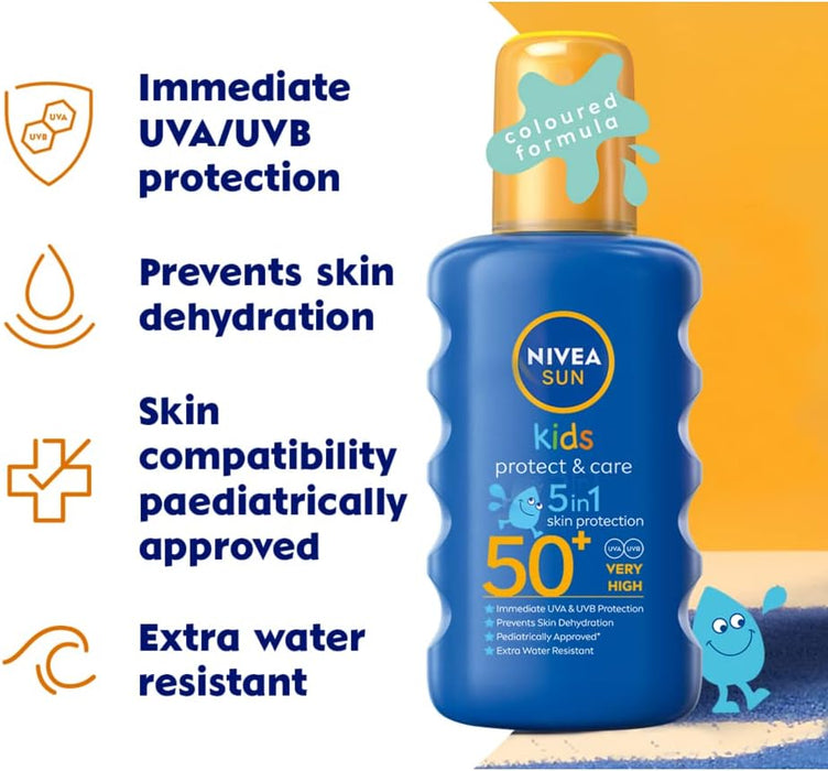 Nivea Sun Kids Protect & Care Coloured Sunscreen Spray SPF 50+ 200ml