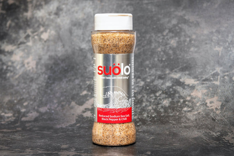 Suolo Reduced Sodium Sea Salt Black Pepper & Chilli 175g