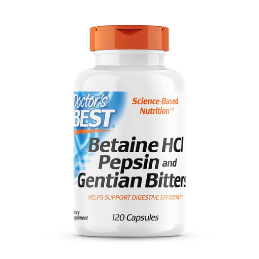 Doctor's Best Betaine HCL, Pepsin and Gentian Bitters 120 Capsules | Premium Supplements at HealthPharm.co.uk