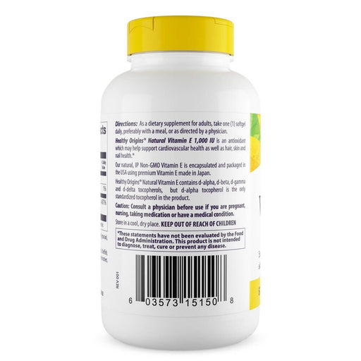 Healthy Origins Vitamin E 1,000iu 120 Softgels | Premium Supplements at HealthPharm.co.uk