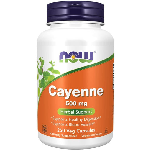 NOW Foods Cayenne 500 mg 250 Veg Capsules | Premium Supplements at HealthPharm.co.uk