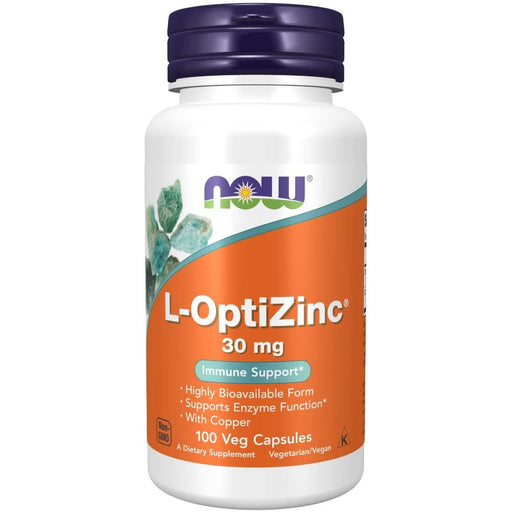 NOW Foods L-OptiZinc 30 mg 100 Veg Capsules | Premium Supplements at HealthPharm.co.uk