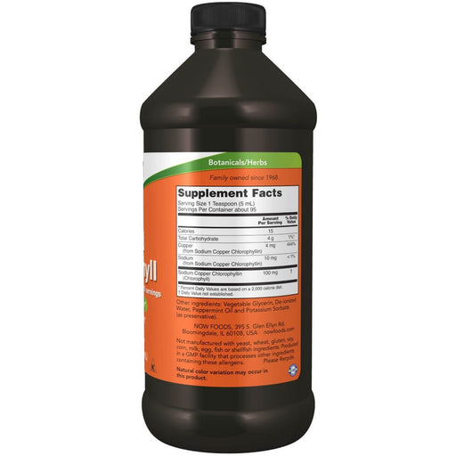 NOW Foods Liquid Chlorophyll Mint Flavour 16oz | Premium Supplements at HealthPharm.co.uk
