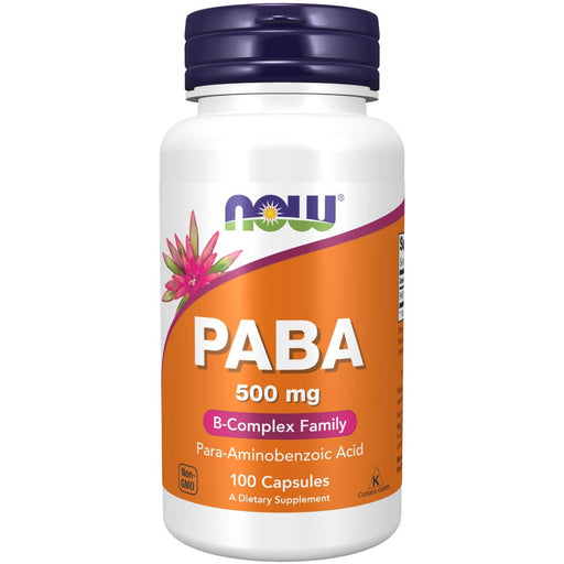 NOW Foods PABA (Para-Aminobenzoic Acid) 500 mg 100 Capsules | Premium Supplements at HealthPharm.co.uk
