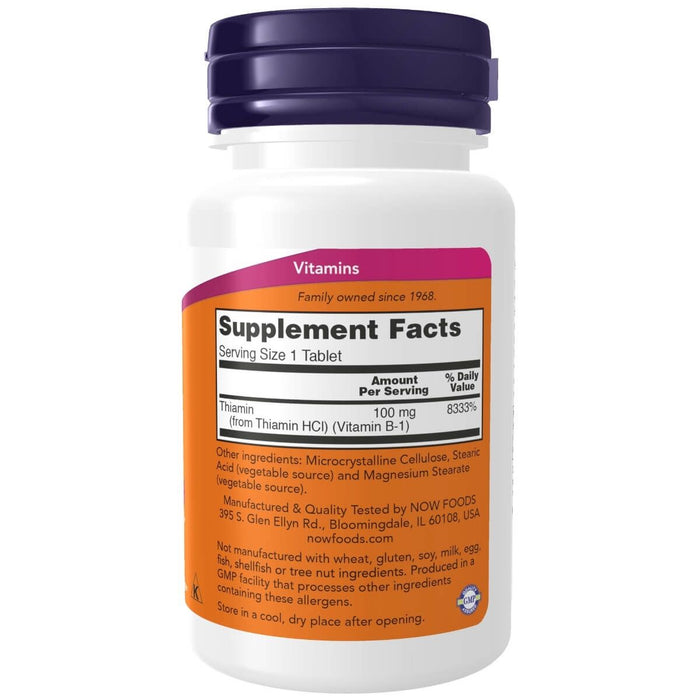 NOW Foods Vitamin B-1 100 mg 100 Tablets | Premium Supplements at HealthPharm.co.uk
