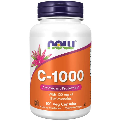 NOW Foods Vitamin C-1,000 with 100 mg of Bioflavonoids 100 Veg Capsules | Premium Supplements at HealthPharm.co.uk
