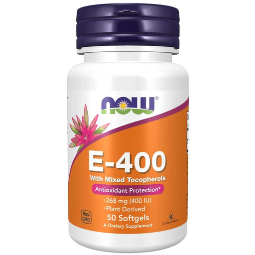 NOW Foods Vitamin E-400 IU Mixed Tocopherols 50 Softgels | Premium Supplements at HealthPharm.co.uk