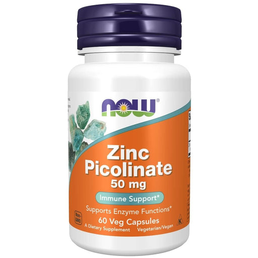 NOW Foods Zinc Picolinate 50 mg 60 Veg Capsules | Premium Supplements at HealthPharm.co.uk