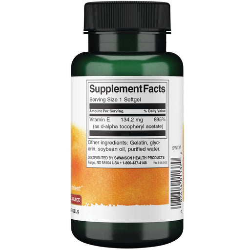 Swanson Natural Vitamin E 200iu (134.2 mg) 250 Softgels | Premium Supplements at HealthPharm.co.uk