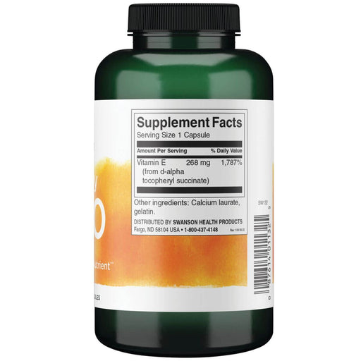 Swanson Nature Dry Vitamin E 400iu (268 mg) 250 Capsules | Premium Supplements at HealthPharm.co.uk