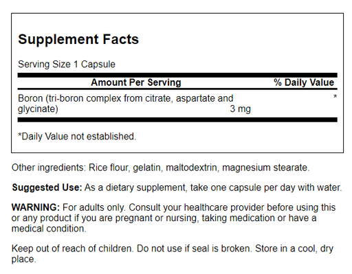Swanson Triple Boron Complex 3 mg 250 Capsules | Premium Supplements at HealthPharm.co.uk