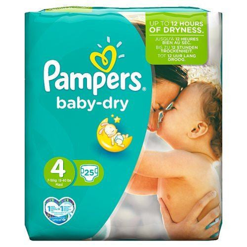 Pampers Baby-Dry Size 4 Maxi 7-18kg/15-40lbs | 25 Nappies
