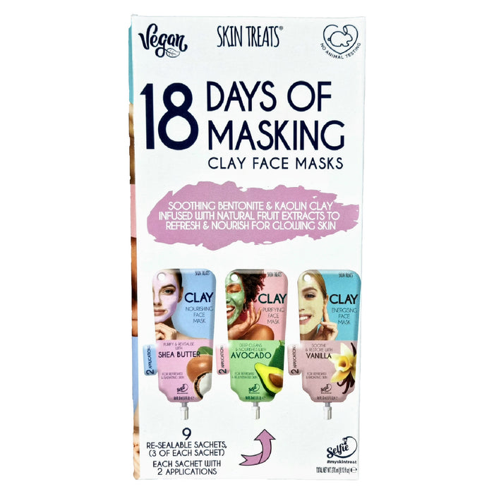 Skin Treats 18 Days Of Masking Gift Set 9 Re-Sealable Sachets 270ml