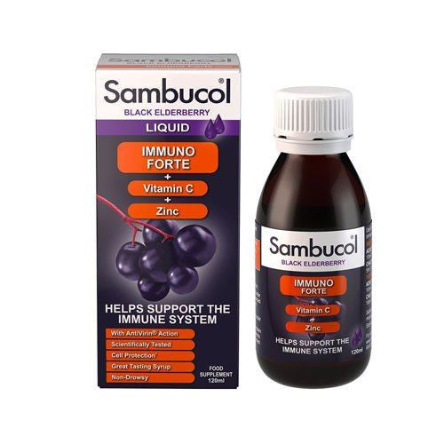 Sambucol Natural Black Elderberry Immuno Forte Vitamin C Zinc Immune Support Supplement 120ml
