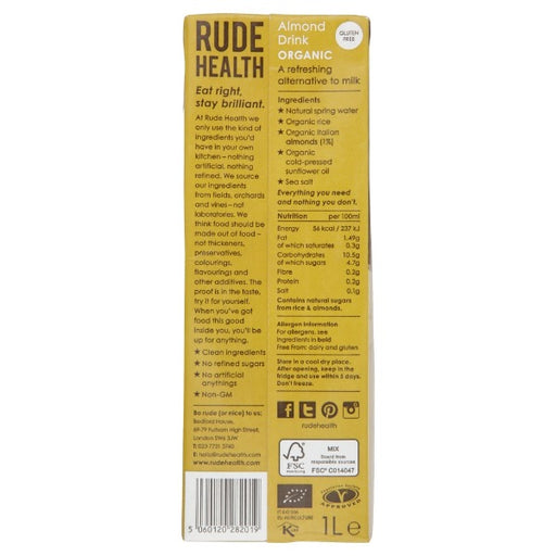 Rude Health Organic Almond Drink 1L