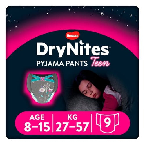 DryNites Pyjama Pants Girl 8-15 Years x 9