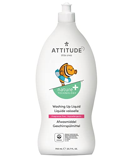 ATTITUDE Washing up Liquid Plant and Mineral-Based Ingredients Vegan Cleaning and Household Products Unscented 700 ml