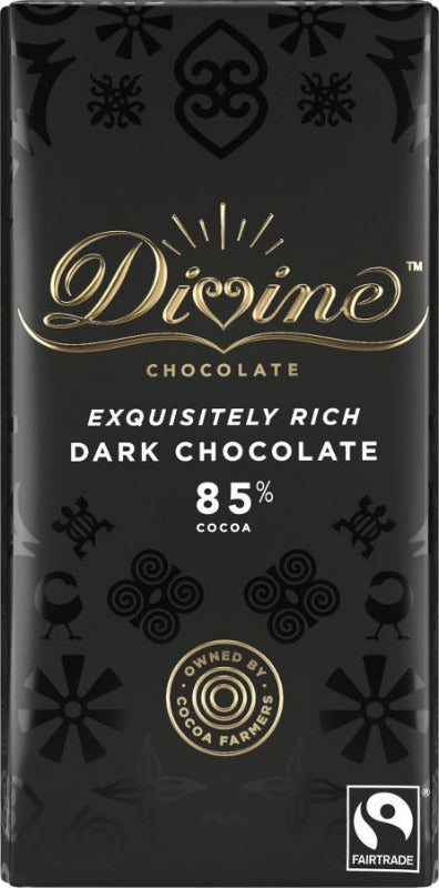 Divine Chocolate 85% Dark Chocolate Bar 100g