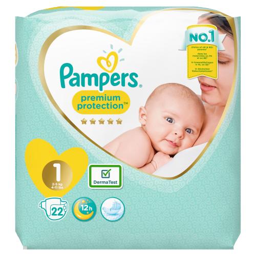 Pampers Premium Protection New Baby Size 1 Carry Pack | 22 Nappies