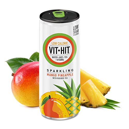 VIT HIT Sparkling - Mango & Pineapple Rooibos Tea Vitamin Drink (330ml x 12 Cans)