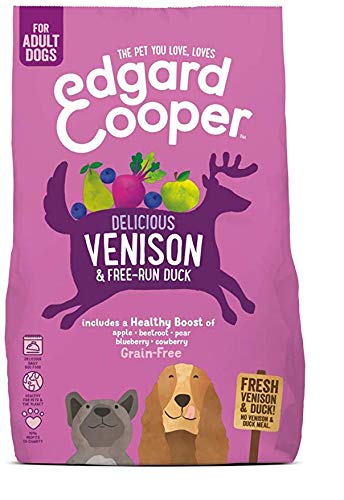 Edgard & Cooper Delicious Venison & Free Range Duck | Dry Adult Dog Food | Reduces Skin Irritation | With Apple, Beetroot, Pear & Blueberry | Slow Cooked | Grain Free | 100% Fresh Meat | 2.5KG Bag