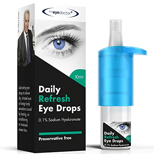 The Eye Doctor Eye Drops Refresh - Preservative Free Eye Drops for Dry Eye Relief - 0.1% Sodium Hyaluronate - Daily Refresh for Tired Eyes - Suitable for Contact Lenses - 10ml - Easy to Use Bottle