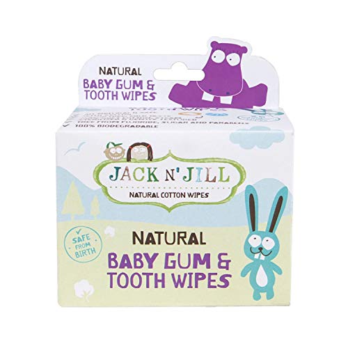 Jack N' Jill Kids Natural Baby Gum & Tooth Cotton Wipes Steam Sterilised & Gently Textured Cleanses Mouth & Gums Before Emergence of Teeth Safe from Birth - 1 x 25 Pack