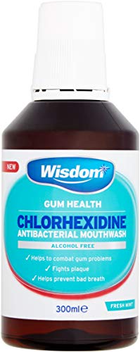 WISDOM Chlorhexidine Mouthwash - Fresh Mint - Alcohol Free (1 x 300ml Bottles)