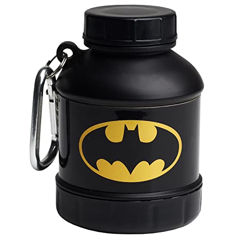 Smartshake Justice League Whey2Go Batman Protein Powder Storage Container 50g - BPA Free Shaker Bottle Funnel for Whey Protein Powder + Protein Shakes 110ml DC Comics Batman Gifts for Men