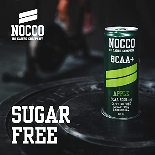 NOCCO BCAA Sugar free drinks enhanced with amino acids and vitamins | pre workout fizzy drinks 12 x 330ml (Apple)