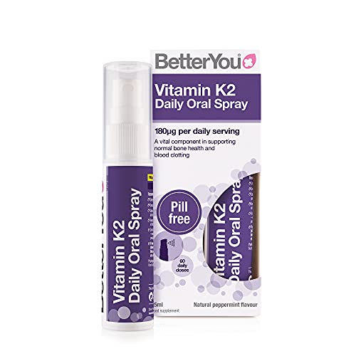 BetterYou Vitamin K2 Daily Oral Spray | Supports Normal Bone Health and Blood Clotting | 25ml (160 sprays) | Palm Oil Free | Natural Peppermint Flavour