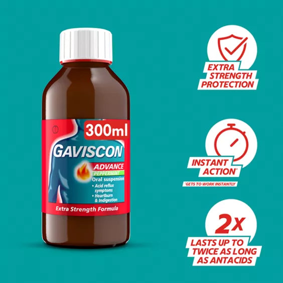 Gaviscon Advance Extra Strenght Heartburn and Indigestion Liquid Peppermint Flavour 300 ml