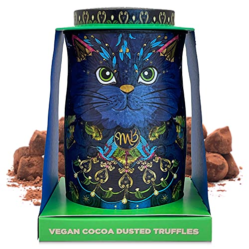Monty Bojangles Cocoa Nib Nights Cat Tin | Vegan Cocoa Dusted Chocolate Truffles Midnight Prince Cat - 135g