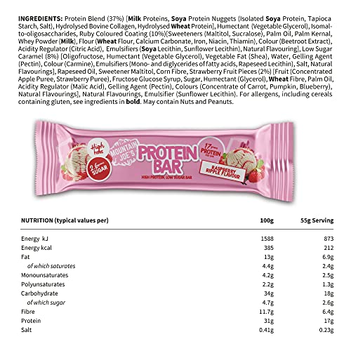 Mountain Joe's Protein Bar 12x55g Raspberry Ripple