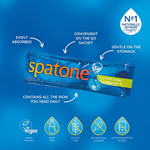 Nelsons Spatone® Iron-Rich Water Natural Supplement Shot Apple Flavour Vitamin C food supplement For Natural Energy Natural Immunity Easy To Use On The Go 28 Sachet 25ml 1 x 28