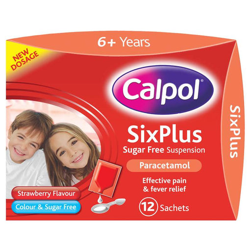 Calpol SixPlus Sugar Free Suspension Strawberry Flavour 6+ Years 12 x 5ml Sachets