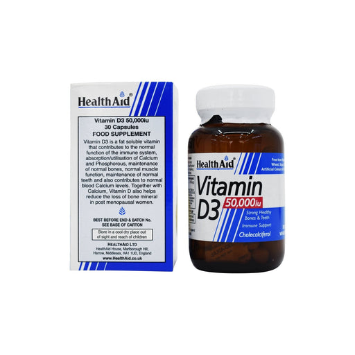 HealthAid Vitamin D3 50,000iu 30 Capsules Immune Support