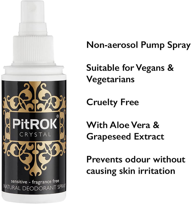 PitRok Crystal Sensitive Fragrance Free Natural Deodorant Spray 100ml PitRok