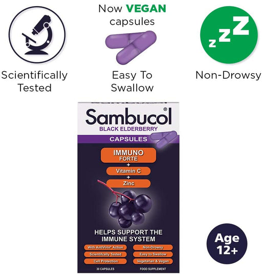 Sambucol Natural Black Elderberry Immuno Forte 30 Capsules
