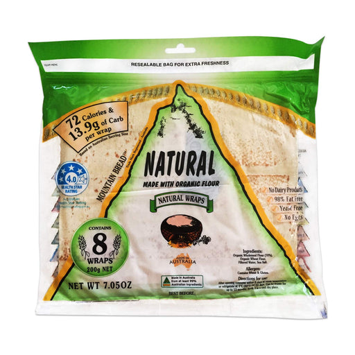 Mountain Bread Natural Wraps (Made With Organic Flour) 200g 