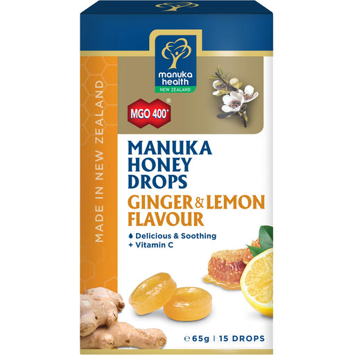 Manuka MGO 400+ Manuka Honey Drops with Ginger & Lemon 65gm-15'