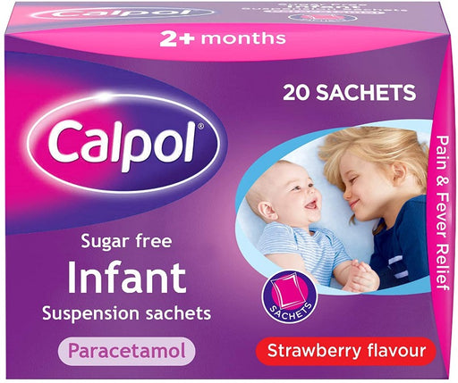 Calpol Sugar Free Infant Suspension Sachets Strawberry Flavour 2+ Months 12 x 5ml Sachets