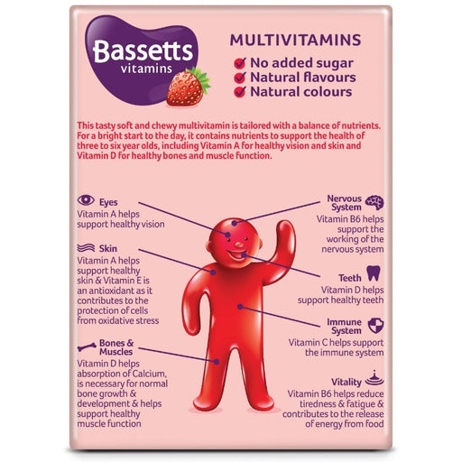 Bassetts 3-6 Years Multivitamins Strawberry Flavour 30 Pastilles