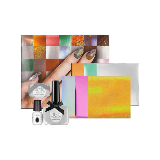 CiatÃ© Very Colourfoil Manicure Wonderland Gift Set 13.5ml Cream Soda Nail Polish 30x Metallic Foil Sheets in 6 Shades + 5ml Foil Fix Glue + Nail Wheel