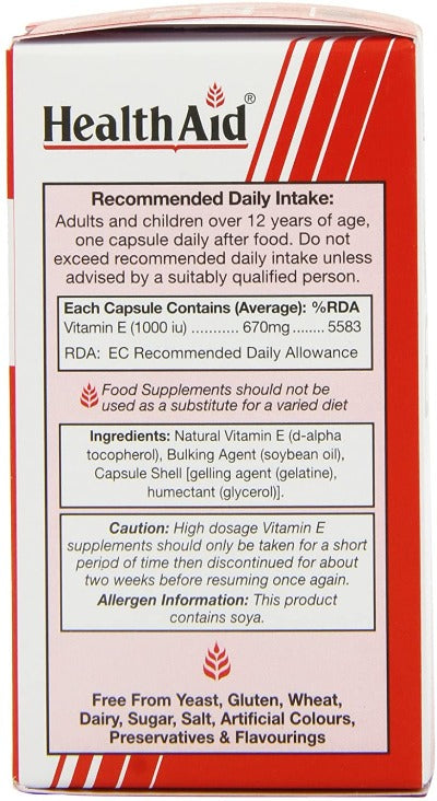 HealthAid Vitamin E 1000iu - 30 Capsules