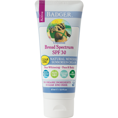 Badger Clear Zinc Sunscreen SPF30 Unscented