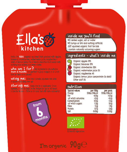 Ella's Kitchen The Red One Squished Smoothie Fruits 5 x 90g