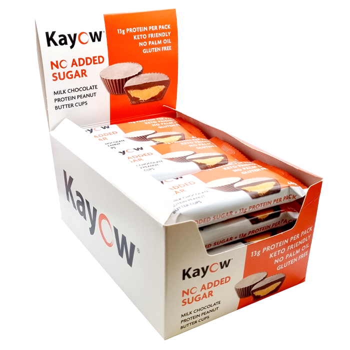 Kayow Nutrition High Protein Low Sugar Peanut Butter Cups 18x44g Milk Chocolate