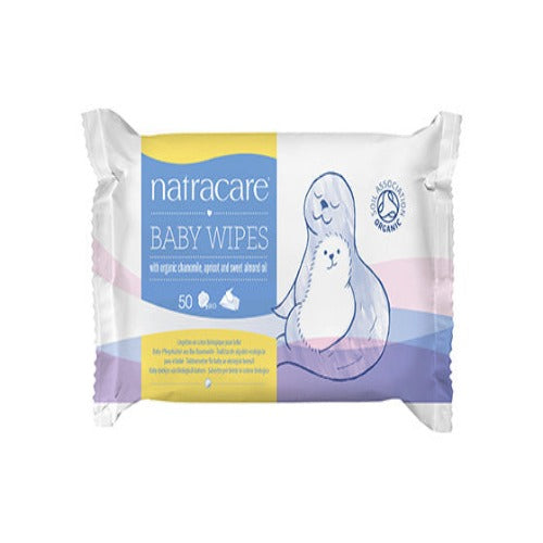 Natracare Baby Wipes with Organic Chamomile, Apricot and Sweet Almond Oil 50s Baby Wipes