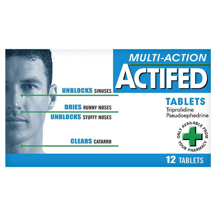 Actifed Multi-Action Tablets 12 Tablets Actifed